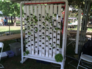 vertical hydroponic channels in frame with about 64 positions.